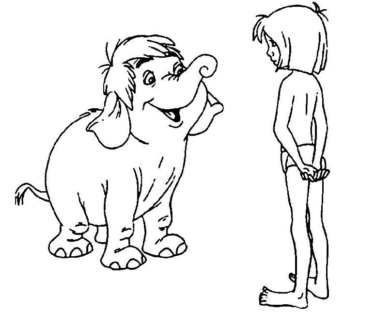 coloriage le livre de la jungle mowgli parle avec junior